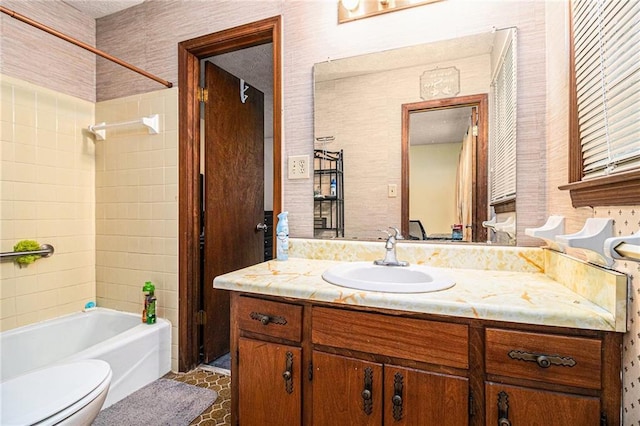 5843 Foxfield Trl, Rex, GA 30273 - full bathroom featuring vanity, toilet, and shower / bathtub combination