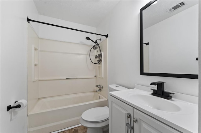 full bathroom with vanity, shower / bathtub combination, and toilet