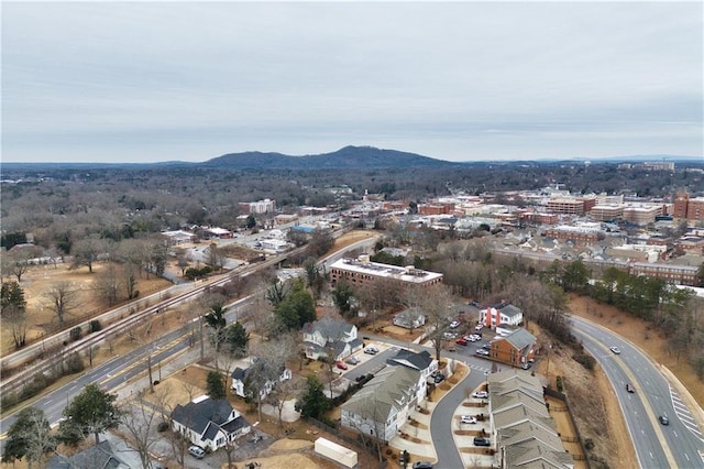 birds eye view of property featuring a mountain view