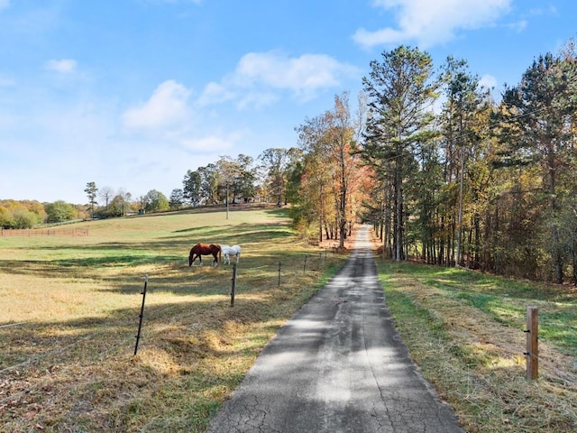 view of road featuring a rural view