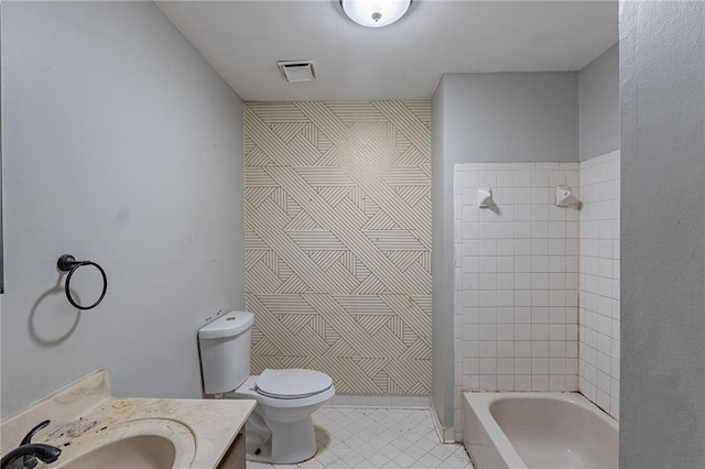 402 John Tate Rd NW, Acworth, GA 30102 - full bath with vanity, tile patterned flooring, and tub / shower combination