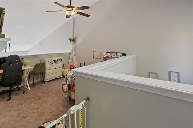 210 Cottonwood Creek Cir, Canton, GA 30114 - carpeted bedroom with vaulted ceiling and a ceiling fan