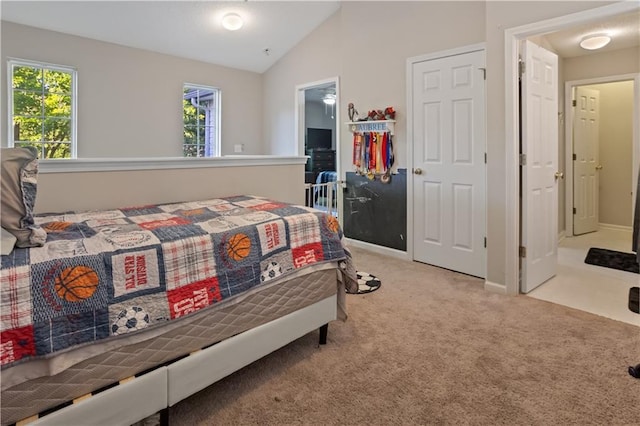 210 Cottonwood Creek Cir, Canton, GA 30114 - bedroom with carpet floors, lofted ceiling, and baseboards