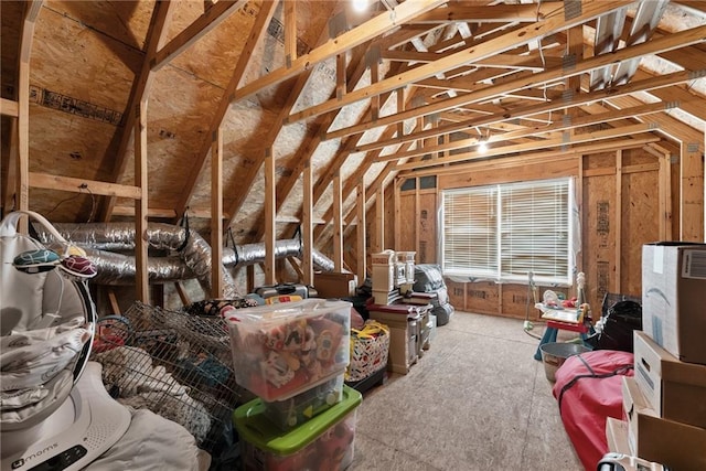view of unfinished attic