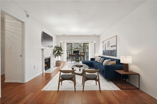 living room with wood-type flooring