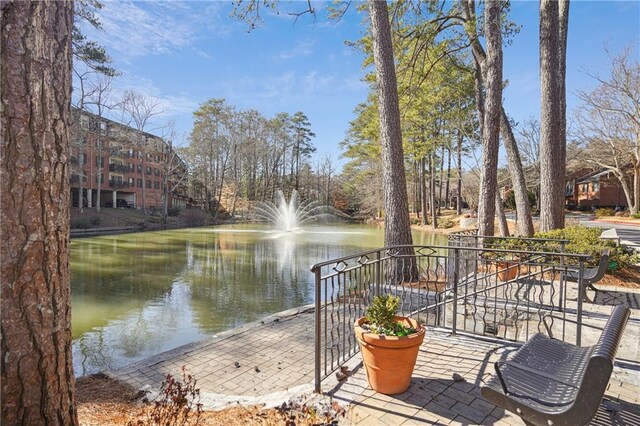 exterior space with a water view