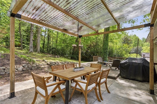205 Glencourtney Dr, Sandy Springs, GA 30328 - view of patio with outdoor dining space, a grill, and a pergola