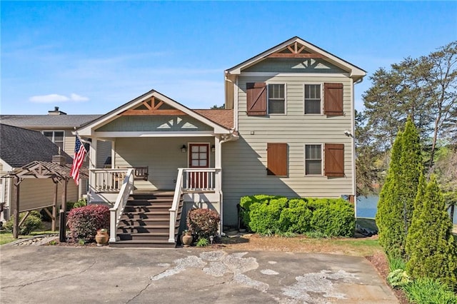 view of front of property with a porch