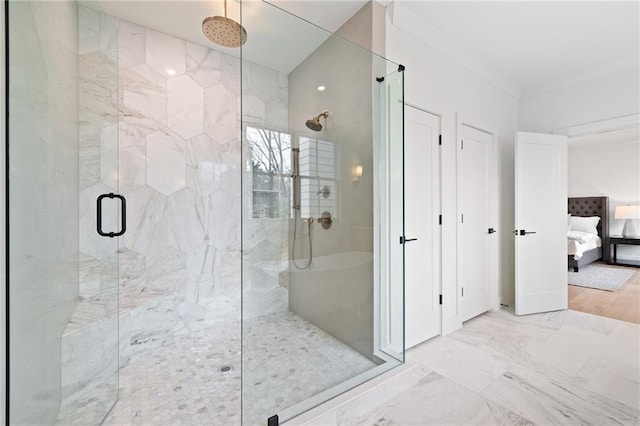 bathroom featuring an enclosed shower