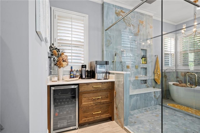 11 York Trce, Cartersville, GA 30121 - full bath with a shower stall, vanity, crown molding, and wood finished floors