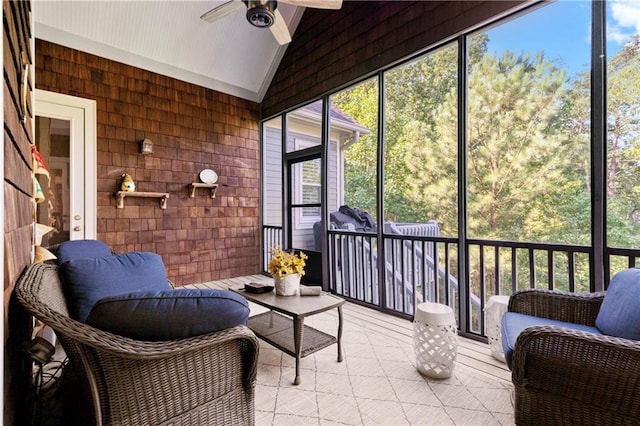 11 York Trce, Cartersville, GA 30121 - sunroom / solarium featuring a ceiling fan and vaulted ceiling