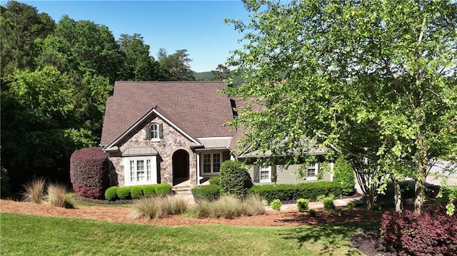 11 York Trce, Cartersville, GA 30121 - view of front of home featuring stone siding, a front lawn, and a standing seam roof