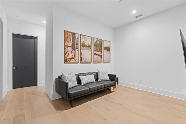 living room featuring light wood-type flooring