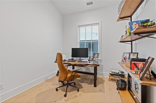 office featuring light hardwood / wood-style flooring