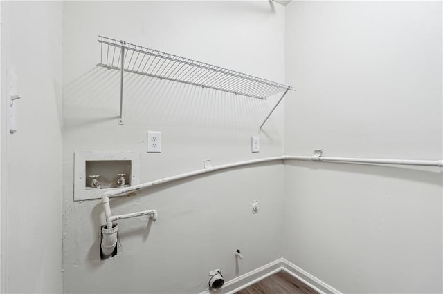 4282 Worth St NW, Acworth, GA 30101 - laundry area featuring laundry area, wood finished floors, gas dryer hookup, hookup for a washing machine, and electric dryer hookup