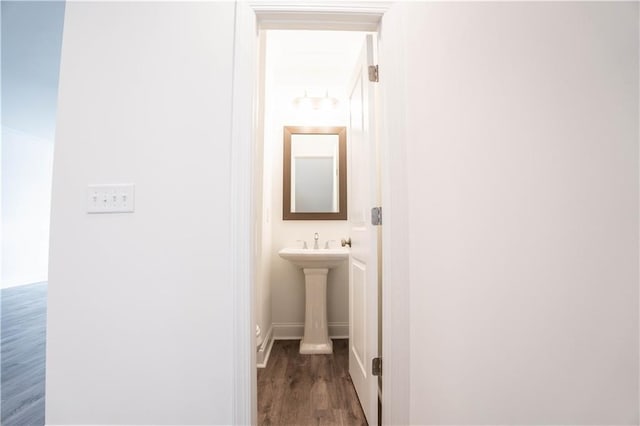 bathroom featuring hardwood / wood-style flooring