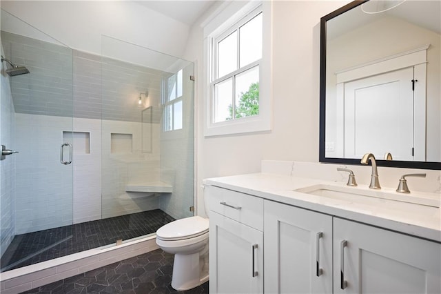 11 Brownson Ct, Acworth, GA 30101 - full bath with toilet, vanity, a stall shower, and tile patterned floors