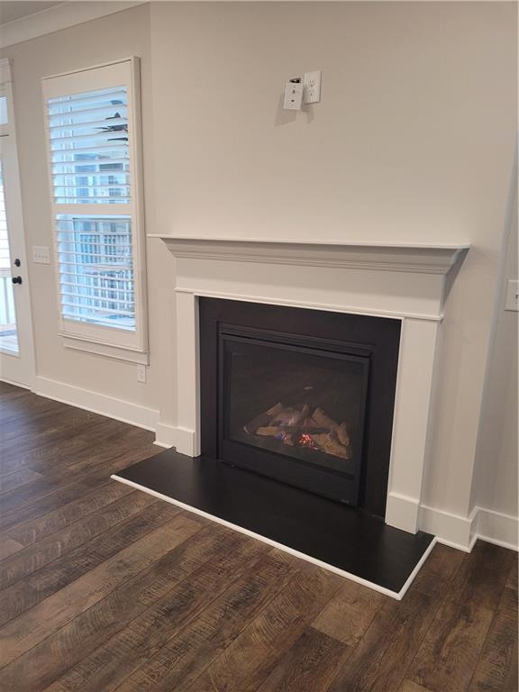 details with crown molding and hardwood / wood-style flooring