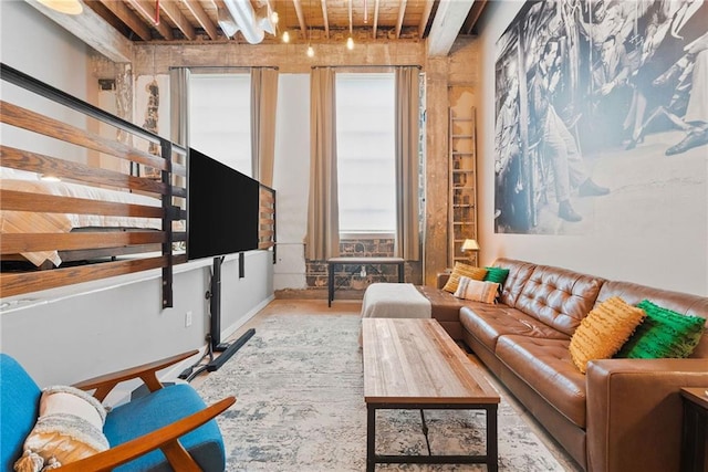 650 Glen Iris Dr NE Unit 26, Atlanta, GA 30308 - living room with beam ceiling