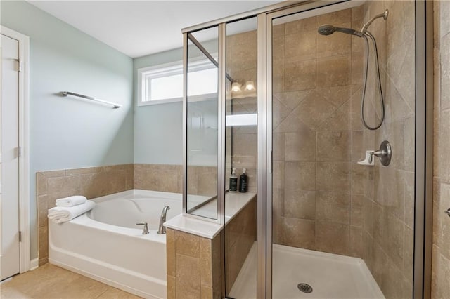 506 Spring View Dr, Woodstock, GA 30188 - full bath featuring a stall shower, a garden tub, and tile patterned floors