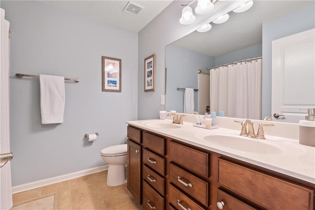 506 Spring View Dr, Woodstock, GA 30188 - bathroom featuring double vanity, curtained shower, and tile patterned floors