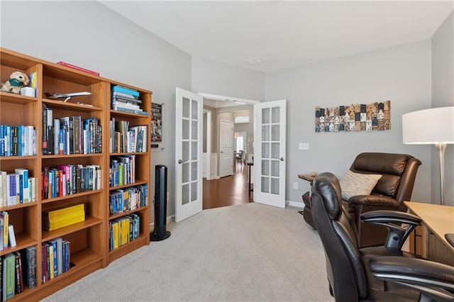506 Spring View Dr, Woodstock, GA 30188 - carpeted office space featuring french doors and baseboards