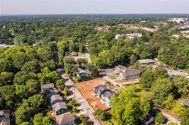 aerial view of a heavily wooded area