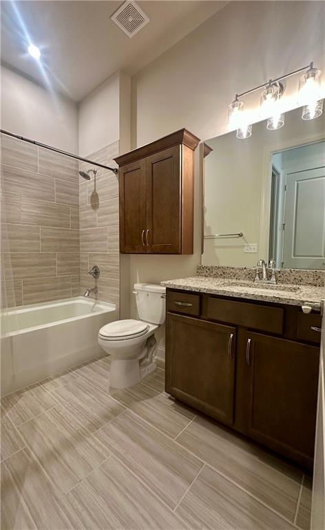 619 Linger Longer Dr, Ellijay, GA 30540 - bathroom featuring shower / bathtub combination, vanity, and tile patterned flooring