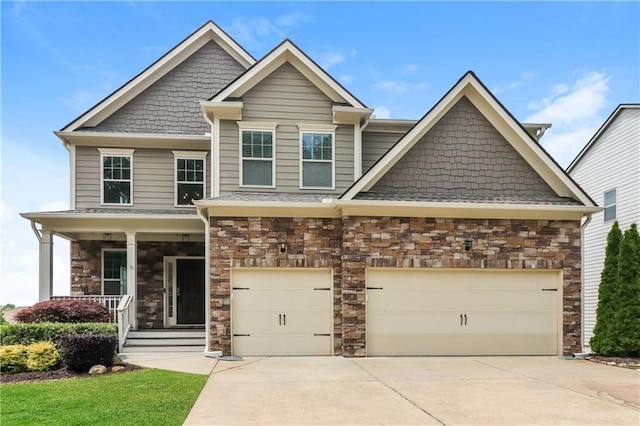 626 Discovery Ct, Acworth, GA 30102 - craftsman inspired home with concrete driveway, covered porch, and stone siding