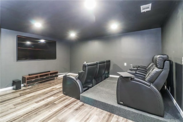 626 Discovery Ct, Acworth, GA 30102 - home theater room with recessed lighting, baseboards, visible vents, and wood finished floors