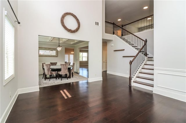 626 Discovery Ct, Acworth, GA 30102 - foyer entrance featuring recessed lighting, baseboards, wood finished floors, visible vents, and stairway