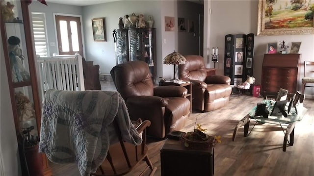 living area with wood-type flooring