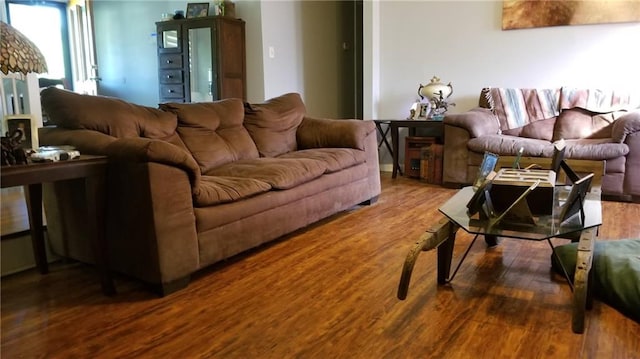 living room with hardwood / wood-style floors