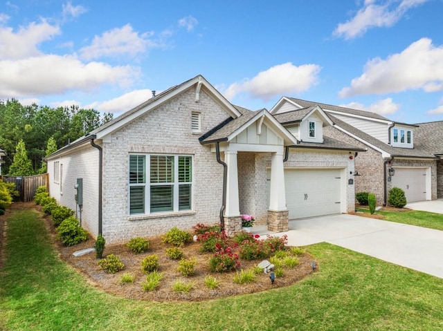 209 Floral Valley Dr, Woodstock, GA 30188 - craftsman inspired home with brick siding, driveway, an attached garage, and a shingled roof