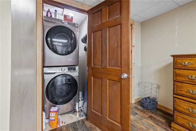 294 Hillcrest Hts, Cornelia, GA 30531 - washroom with stacked washer / dryer and wood finished floors