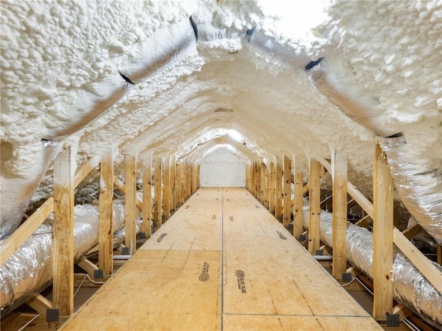 view of unfinished attic