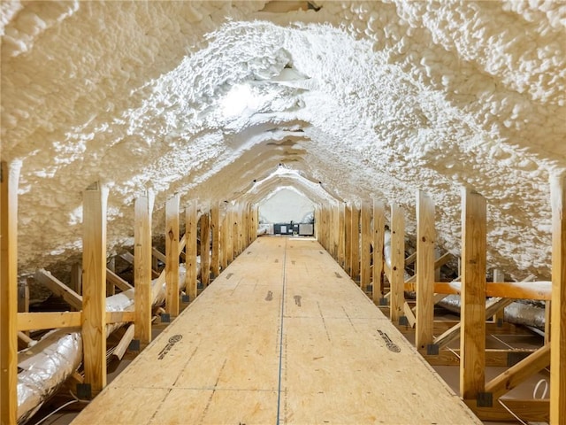 view of unfinished attic