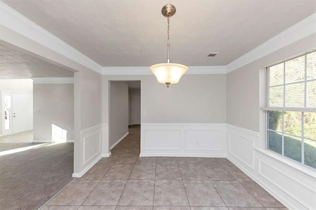 116 Rolling Meadows Ct, Hampton, GA 30228 - unfurnished dining area with light carpet and crown molding