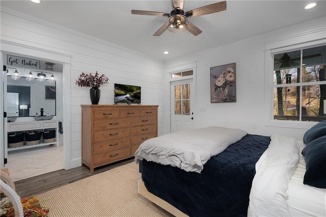 29 Highpoint Ridge Ct, Ellijay, GA 30536 - bedroom with a ceiling fan, recessed lighting, multiple windows, and wood finished floors