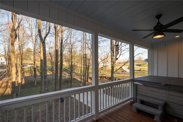 29 Highpoint Ridge Ct, Ellijay, GA 30536 - unfurnished sunroom featuring ceiling fan and wood ceiling
