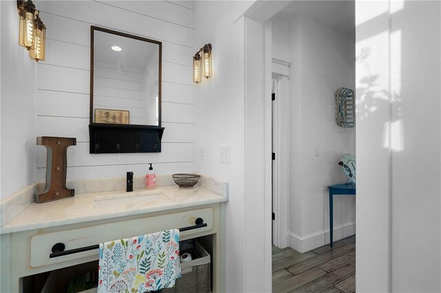 29 Highpoint Ridge Ct, Ellijay, GA 30536 - bathroom with wood finished floors, vanity, and baseboards