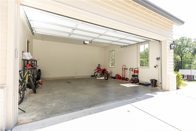 garage with a garage door opener