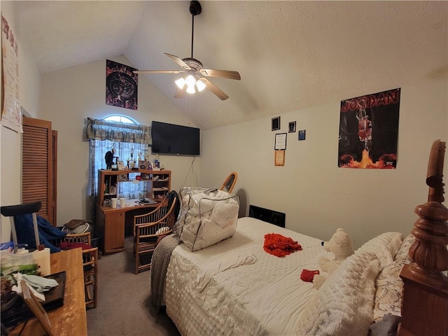 3723 Raiders Ridge Dr, Lithonia, GA 30038 - bedroom featuring carpet flooring, lofted ceiling, and a ceiling fan