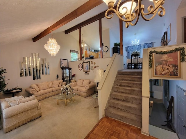 3723 Raiders Ridge Dr, Lithonia, GA 30038 - living room with a chandelier and stairway
