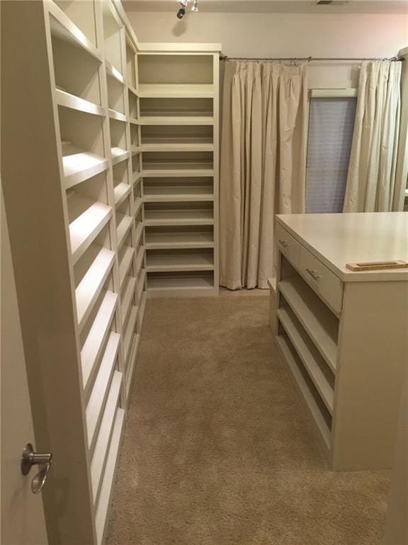 spacious closet with dark carpet