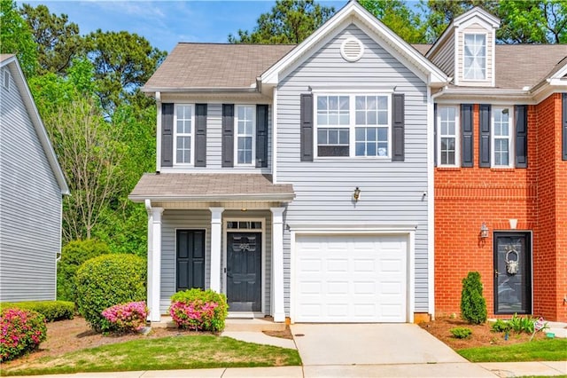 view of front of house with a garage