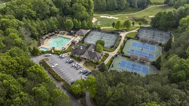 aerial view featuring golf course view