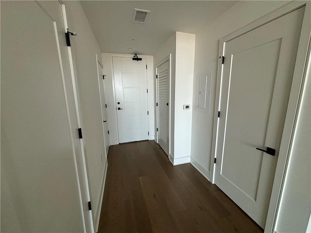 hall featuring dark hardwood / wood-style floors