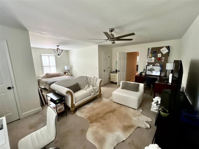 8525 Anchor On Lanier Ct, Gainesville, GA 30506 - bedroom featuring light colored carpet, a chandelier, and a ceiling fan
