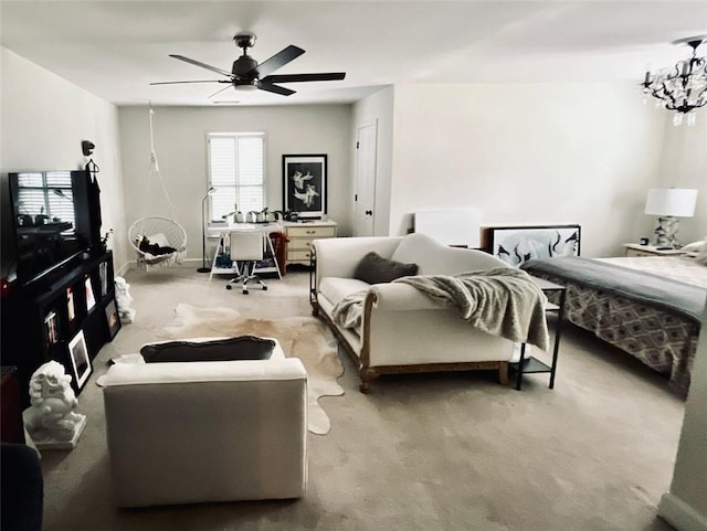 8525 Anchor On Lanier Ct, Gainesville, GA 30506 - bedroom with light carpet, a ceiling fan, and an office area